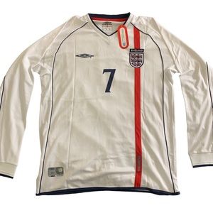 2002 England Home Retro #7 Beckham Jerseys